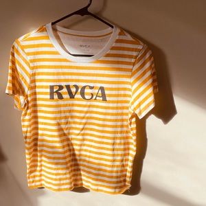 RVCA striped yellow, white tee